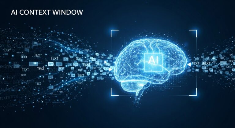 AI system limited context window ನಲ್ಲಿ tokens process ಮಾಡಿ old data fade ಆಗುವ memory limitation illustration