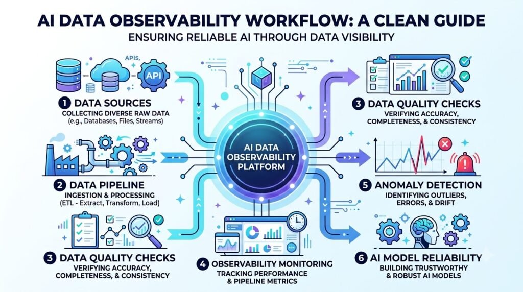 AI Data Observability workflow: Data Sourceನಿಂದ AI Model Monitoringವರೆಗೆ