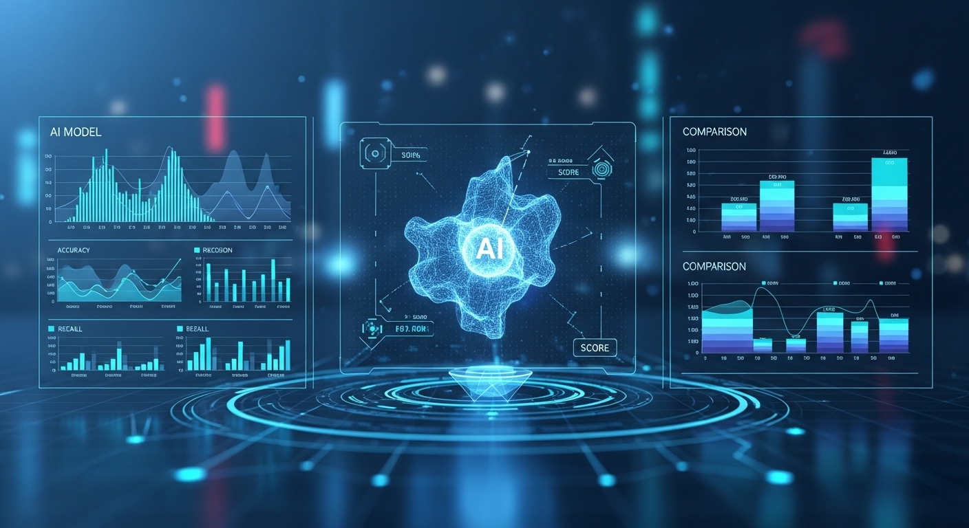 AI model performance metrics accuracy precision recall ಮೂಲಕ evaluate ಮಾಡುವ illustration