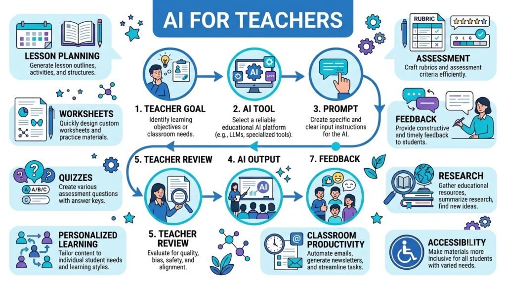 AI for Teachers workflow for lesson planning teaching and assessment