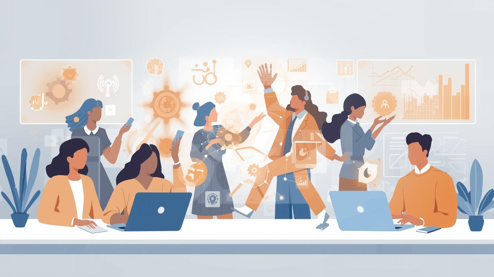 Illustration showing future AI jobs and skills in India