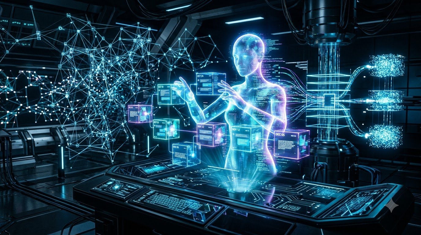 AI Memory Systems showing intelligent context memory, vector databases and long-term AI knowledge storage.