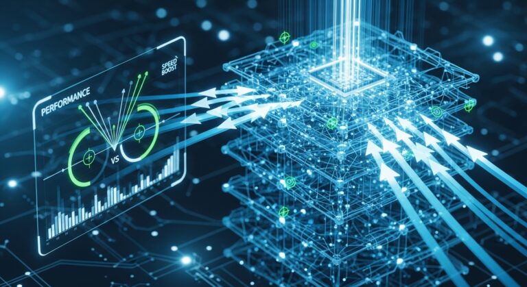 AI model optimization ಮೂಲಕ speed ಮತ್ತು accuracy improve ಮಾಡುವ illustration