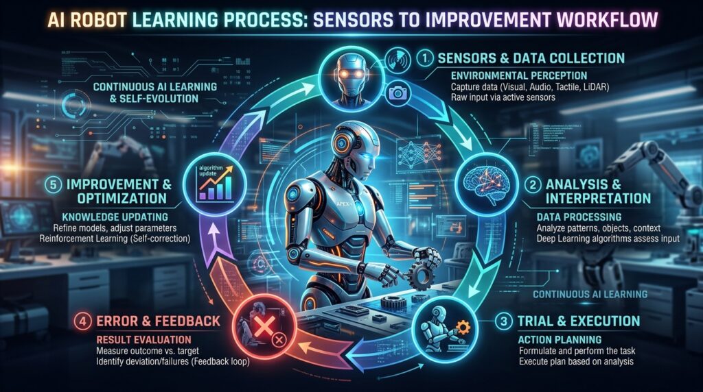 AI robots learning workflow