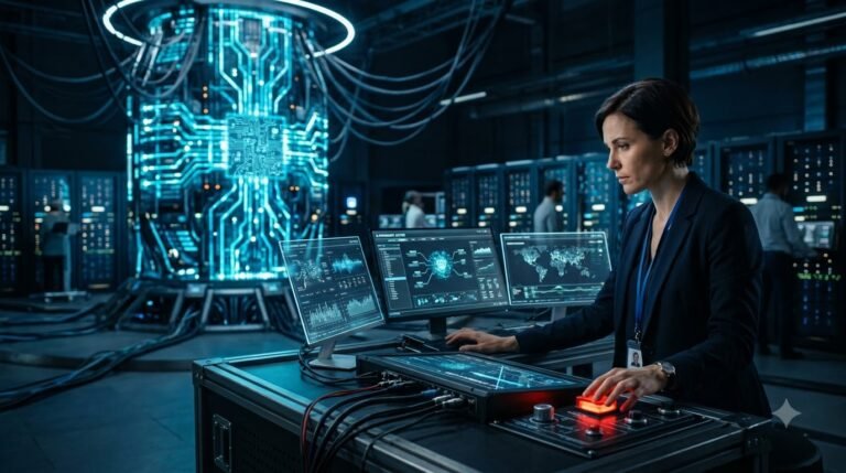AI Safety and Human Control showing human oversight of autonomous AI systems