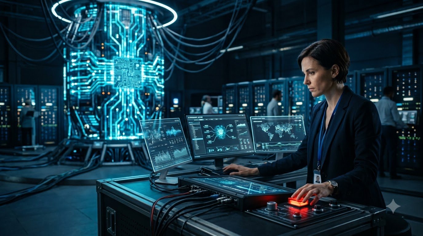 AI Safety and Human Control showing human oversight of autonomous AI systems