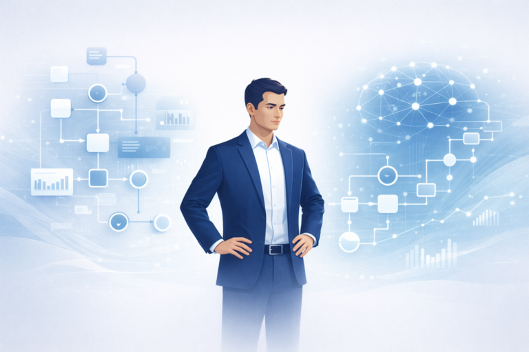 Human overseeing interconnected AI systems and workflows