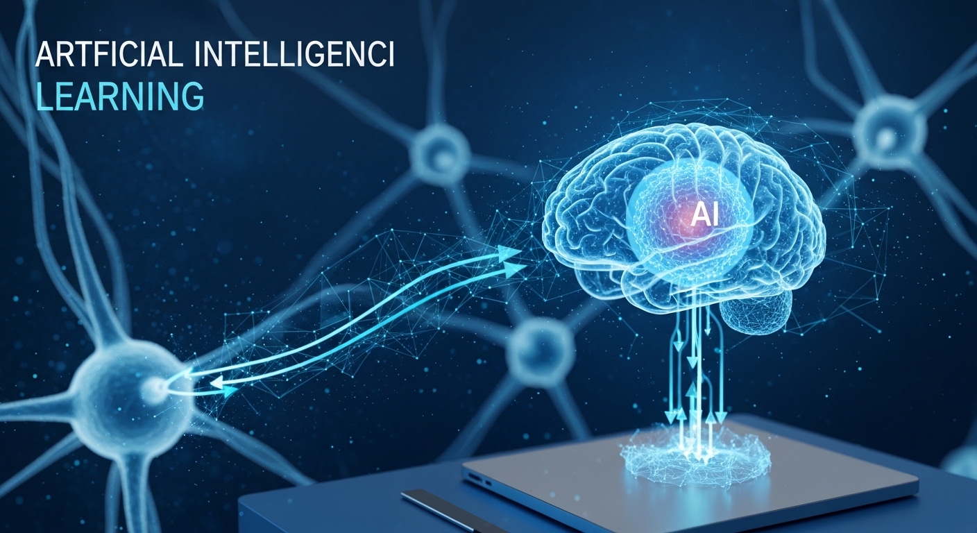 AI Training Data Kannada concept with artificial intelligence brain learning from data