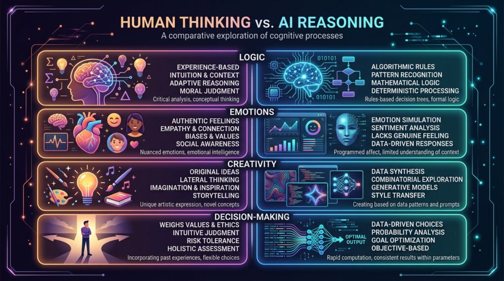 AI reasoning vs human thinking comparison
