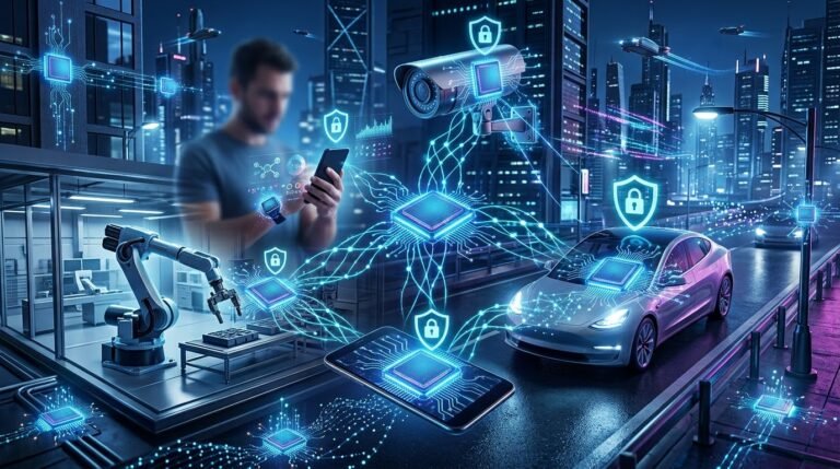 Edge AI processing data locally on smartphones, IoT devices, wearables and autonomous vehicles without relying on cloud servers.
