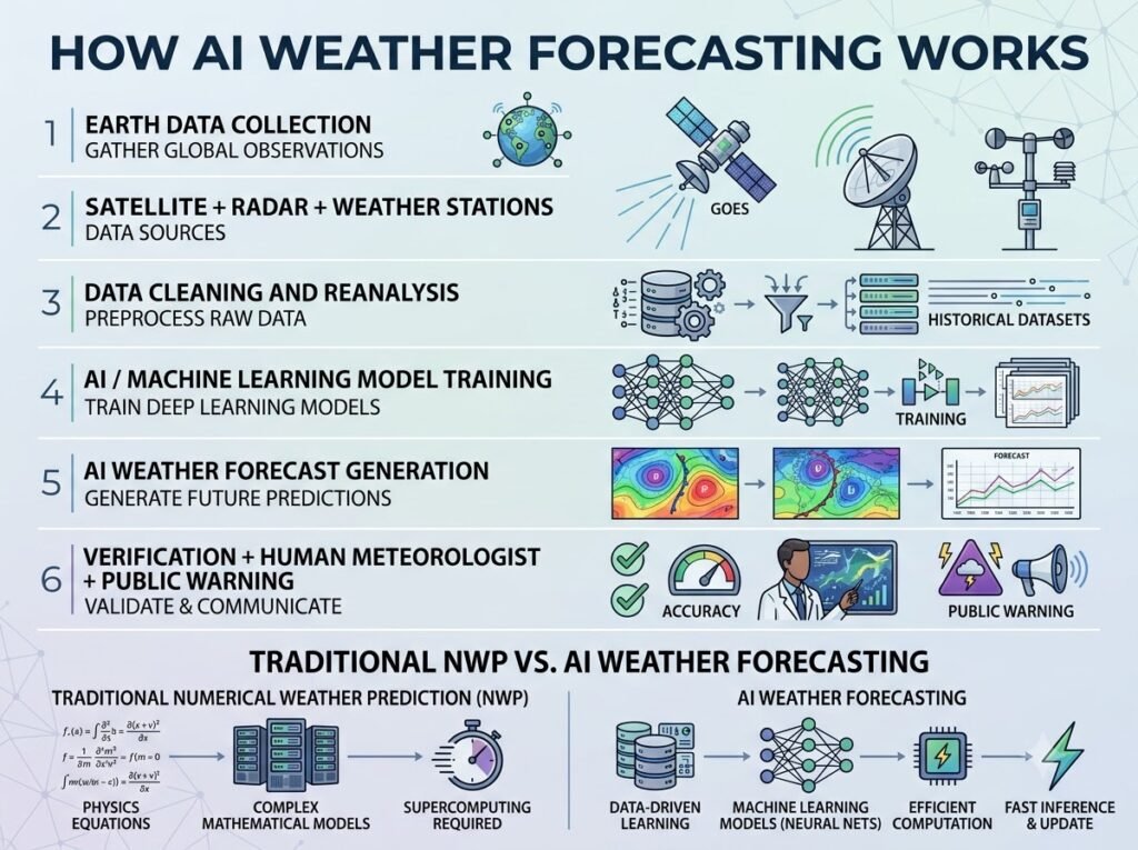 How AI Weather Forecasting works from weather data and machine learning to weather prediction