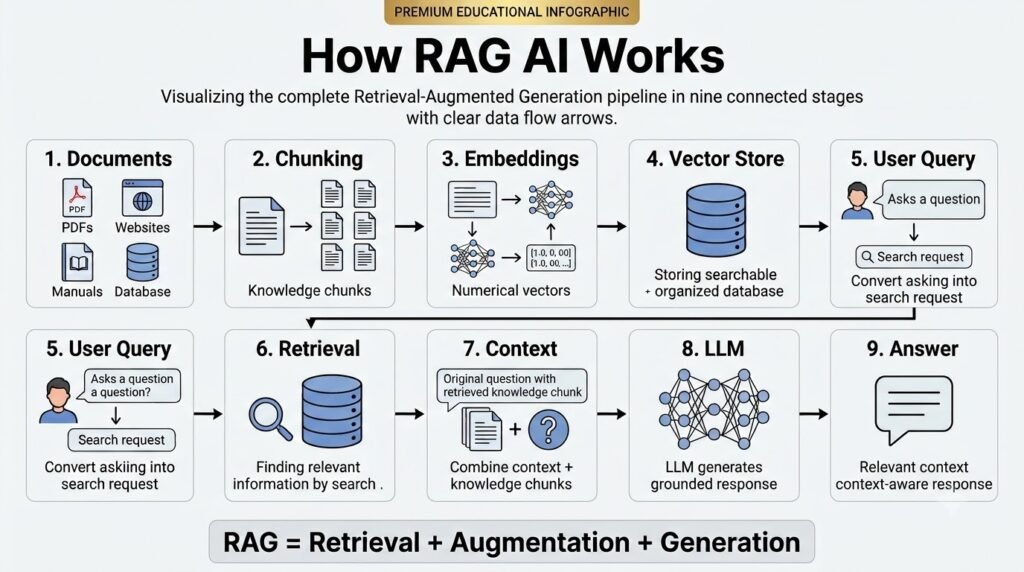 How RAG AI works from documents and embeddings to retrieval and grounded AI answers
