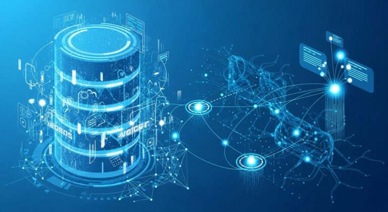 AI vector database system embeddings vectors store ಮಾಡಿ similarity search ಮಾಡುವ technology illustration
