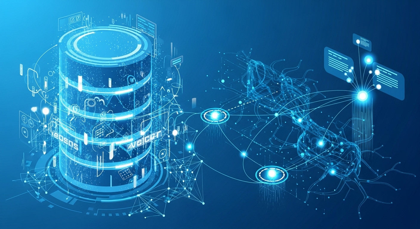 AI vector database system embeddings vectors store ಮಾಡಿ similarity search ಮಾಡುವ technology illustration